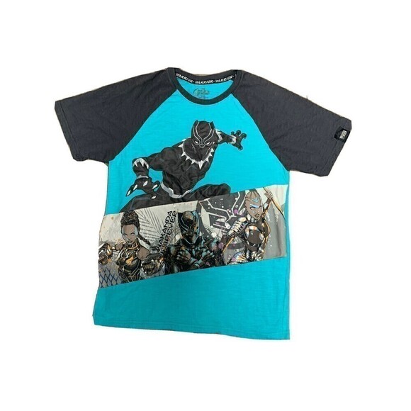 MARVEL Black Panther Childrens‎ Shirt Size XXL (18) Avengers Print Two Tone - Picture 1 of 4